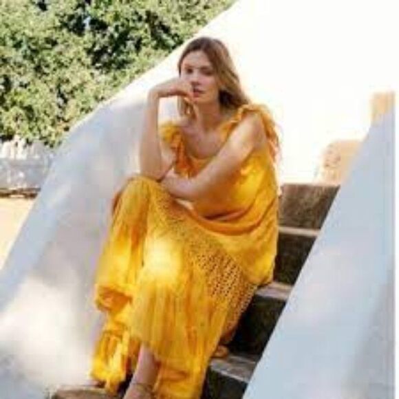 Anthropologie Payal Jain Fallon Eyelet Embroidered Maxi Dress Size 0 NWT